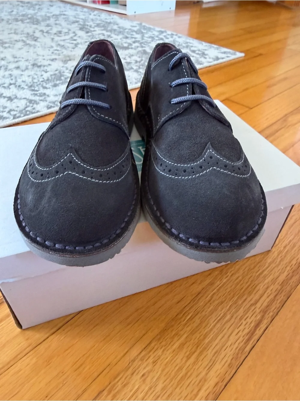 Children's Suede Wingtip Dress Shoes in Grey